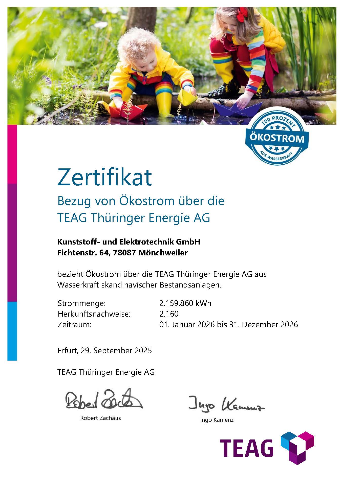 TEAG_ÖKO Zertifikat 2026